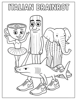 coloring pages italian brainrot 3